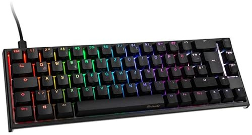 Ducky One 2 TKL-Mini SF 65% Clavier Gamer - Clavier Mecanique avec Commutateurs Cherry MX Silent Red - RGB - Touches Pbt Double-Shot Et Câble Amovible - Clavier Gaming Mécanique - Allemand Layout