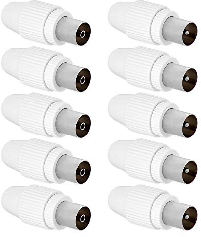 TV 5x Stecker 5x Buchse Koaxial Set IEC Sat Koaxialkabel Adapter Antennenstecker Antennenkabel Verbinder