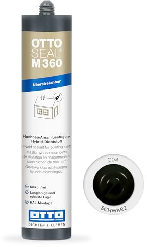 OTTOSEAL M 360 Hybrid-Dichtstoff für Hochbau/Anschlussfugen C04 schwarz 310ml – Überstreichbar & silikonfrei – perfekt für die RAL-Montage Innen & Außen