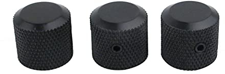 Guyker 3Pcs Potentiometer Control Knobs with 6mm(0.24”) Dia. Shaft Pot - High Grade Knurled Volume Tuning Audio Knob Replacement for Electric Guitar or Precision Bass - CNC Machined(Black)