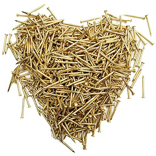 ULWSY Petits clous en laiton, 200 pièces 1.2x10mm petits clous à tête ronde pour bricolage en bois boîtes à images décoratives accessoires ménagers
