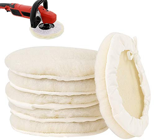 ATopoler 6Pcs Polishing Buffer Pads 7 Inch 180mm Polishing Bonnets Soft Wool and Wheel Polishing Pad Imitation Woolen Polishing Waxing Pads Kits for Car Polisher Polishing and Buffing