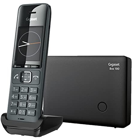 Gigaset Comfort 520HX & Box100 – Elegantes Schnurloses DECT-Telefon - top Audioqualität - Freisprechfunktion - Basis unterstützt bis zu 6 Mobilteile - für den analogen Telefonanschluss, Titan-schwarz