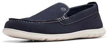 Clarks Homme Flexway Step Mocassin, Daim Bleu Marine, 47 EU Large