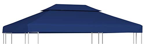 BULANED Pavillon-Dachplane mit Kaminabzug, Pavillon Ersatzdach, Faltpavillon Dach, Gartenpavillon Dach, Ersatzdächer Für Pavillons, 310 g/m² 4x3 m Blau