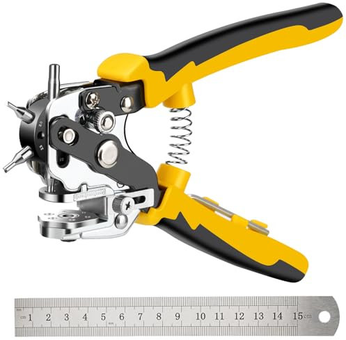 drado Pinza Fustellatrice Fori Professionale, Pinza Buchi Cintura Buca Cinture con 6 Fustelle per Cinture, scarpe, PVC duro, marmellata di carta, ecc