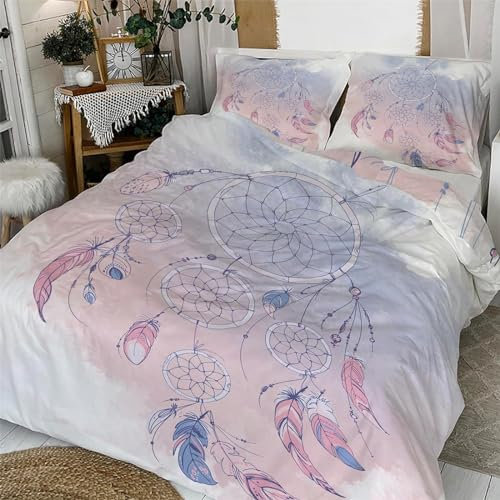 Bettwäsche 135x200 TraumfäNger Muster Weich Bequem Atmungsaktiv Hypoallergen 3D Sommerbettwäsche Bettwäsche Set + 1 Kissenbezug 80x80 cm,Geeignet für Jungen Mädchen Kinder