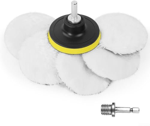 MeevrgR 80 mm/150 mm/180 mm Woll-Polierpad, 8 Stück Autopolierer, Polierer, Bohrer-Aufsatz, Wachsscheiben, Rad-Pads mit M14-Bohrer-Adapter (180 mm)