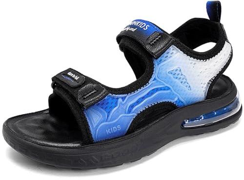 HSNA Sandales pour enfant avec Coussin d'air Chaussures d'été Semelle Souple, Bleu et Blanc 32 EU