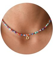 TINGN Bunte Perlenkette für Frauen Mädchen - Handgefertigt Boho Perlen Buchstaben Kette Personalisierte Geschenk für Geburtstag, Geschenke für Frauen Muttertag, Teenager Mädchen Geschenke Schmuck