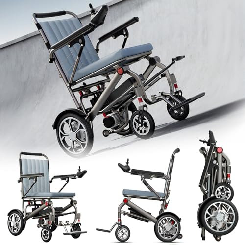 40KM Elektro Rollstuhl Faltbar Leicht Elektrorollstuhl, Rollstuhl Elektrisch Tragbarer für Erwachsene und Senioren, Hohe Reichweite, Unterstützung 150 Kg, max 30AH﻿,20ah,Standard