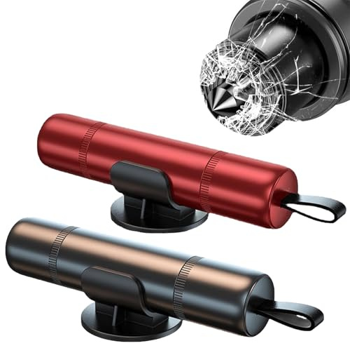 Gurtschneider 2 PCS Hammerdex Nothammer Auto mit Gurtschneider Tüv Kompakter Tragbarer Gurtschneider Nothammer Nothammer Glasbrecher Auto-Essentials (Schwarz + Rot)