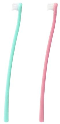 KGDUYC 2 pezzi spazzolini da denti per gatti- spazzolino da denti per cani, mini testa morbida per cani, kit per animali domestici, denti e gengive sensibili, cuccioli(verde + rosa)