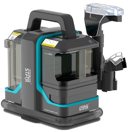 Nettoyeur de Tapis 750W, Shampouineuse Canape, Aspirateur Nettoyeur de Tapis, avec double réservoir, Aspiration 15Kpa, Nettoyeur Portable Tapis pour canapé, Tapis, Rembourrage, Voiture (Noir 450W)