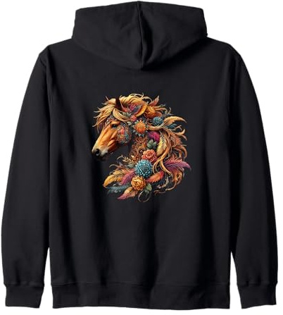Caballo salvaje floral para mujer y niña, equitación lindo Sudadera con Capucha