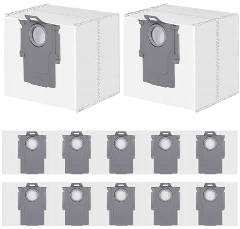 12 stycken dammpåsar för Roborock Q10 S5+/X5+/Q7 L5+/M5+/S8+/S8 Pro Ultra | S7 MaxV Ultra/Q7 Max+/Q8 Max+/Q5 Pro+/Q5 Max+ dammsugare sugstation, reservpåse tillbehör dammsugarpåsar reservdelar