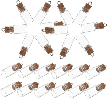 PRETYZOOM 50pcs Mini Glass Wish Bottles Cork Stoppers Small Jars for Diy Message Bottles for Wedding Favors and Party Decorations
