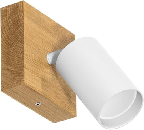 LED Wood Deckenstrahler 1 Flammig Schwenkbar - Handgefertigte Spots Deckenleuchte Modern aus Eiche - Strahler Deckenlampe Holz - GU10 Spotlight Lampe Wohnzimmer (Ohne Glühbirne) - Länge 10cm