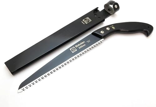 Saboten Japan - Sierra de podar japonesa de 9.4 pulgadas, hoja de acero de alto carbono recubierta de flúor, mango de madera tradicional, herramienta de corte de precisión para ramas, originales del
