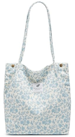 Funtlend Cord Umhängetasche Damen Groß Cord Tasche Damen Cordtasche Cord Shopper Handtasche Schultertasche für Uni Arbeit Mädchen Schule Büro