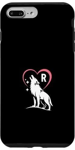 Letter R Monogram with a cute Wolf and Heart Case for iPhone 7 Plus/8 Plus