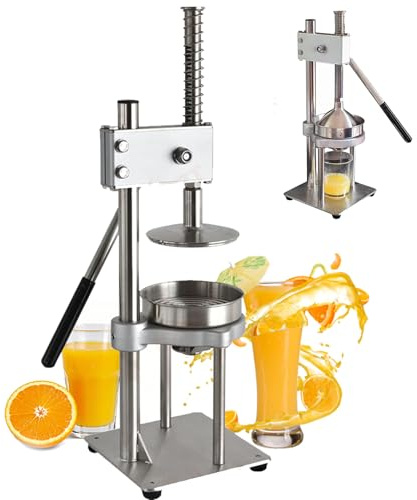 Exprimidor de cítricos, exprimidor comercial de naranja y limón con 2 cabezales de prensa, prensa manual de frutas que ahorra mano de obra, fácil de limpiar, acero inoxidable para granada y uva