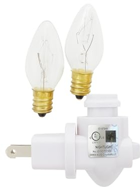 Replacement Swivel Night Light Base with Two 5W C7 Bulbs - 360° Rotating Plug to Match Outlet Orientation, Adjustable Plug-In Nightlight Module, UL Certified White Base Keeps Your Night Light Upright