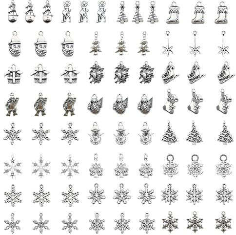 MLPKOI 75 Stück Charms zur Schmuckherstellung, 25 Stile Weihnachten Charms, Schmuckanhänger, Dekoration, Schmuckherstellung, Weihnachtsanhänger, Kunsthandwerk, für DIY Ohrringe Halskette Basteln