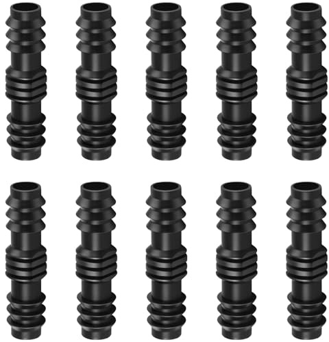 Raccord de Tuyau d’Irrigation 13mm (1/2), Connecteur de Tuyau Noir en Plastique, Raccord pour Tuyaux Goutte-à-Goutte, Jonction Droite pour Système d’Arrosage, 10 Pièces