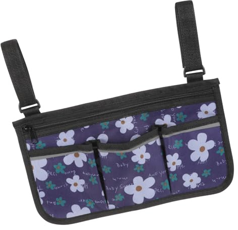 HEMOTON Rollstuhltasche und Armlehnen Hängetasche Verschleißfestes Material mit Zwei Gurten für Rollstuhl und Rollator Multifunktionale Aufbewahrungstasche für Alltagshilfen
