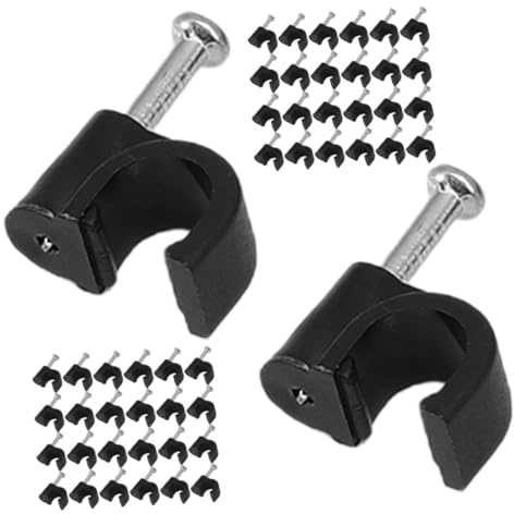 OSALADI Fermacavi Chiodo Nero 6Mm Graffette per Cavi Elettrici e Prolunghe Set da 400 Pezzi Fissaggio Cavi per Pareti Esterne Resistenza Compressione e Isolamento Ethernet e USB