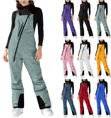 Generisch Skihose Damen Winddicht Snowboardhose Wasserdicht Schneehose Ski Hosen für Frauen Skianzug Hosenträger Softshellhose Reißverschluss Skioverall Snowboard Skilanglaufhose Thermohose