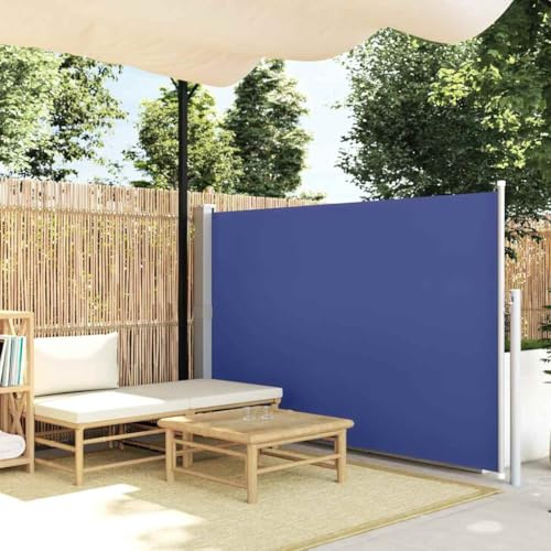 Toldo lateral, toldo lateral extensible, 140 x 300 cm, azul para balcón, terraza, jardín