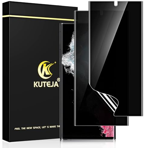 Kuteja [2 Stück] Privacy TPU Schutzfolie für Samsung Galaxy S22 Ultra 5G, Anti Spähen Sichtschutz, Anti-Kratzen, Fingerabdruck-ID Blasenfreie Weich Displayschutzfolie für S22 Ultra Anti-Spy Folie