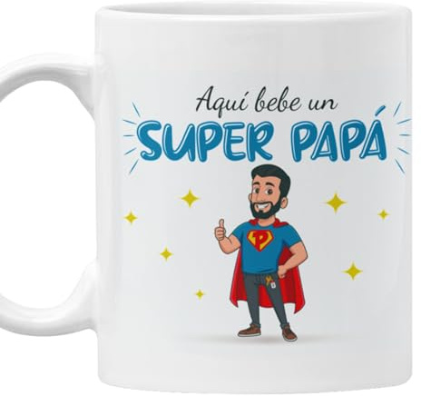 LA CASA DE LAS TAZAS® Taza para Papá - Regalos Originales Día del Padre - Super Papá - Taza de Cerámica 330ml - Regalo Gracioso y Único para Cumpleaños - Apta para Microondas y Lavavajillas