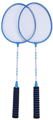 Tbest 2st Badmintonracket Set för Vuxna med Ram Av Järnlegering Glidgrepp 4 Nylonfjärilar Bärväska Utomhus Bakgård Inomhus Sportspel Röd (Kungsblå)