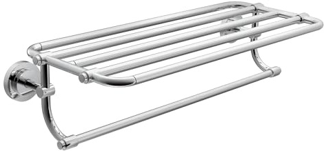 Moen Iso Chrome 24-Inch Wide Bathroom Hotel-Style Towel Shelf with Towel Bar, DN0794CH