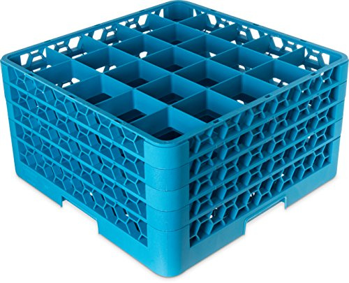 Carlisle FoodService Products RG25-414 OptiClean 25 Compartment Glass Rack with 4 Extenders, 10.3, Polypropylene, Blue