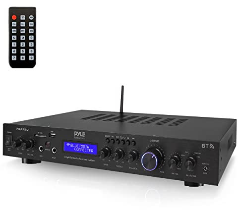 Pyle - Receptor Bluetooth de Montaje en Rack Mejorado, Amplificador de Cine en casa, Amplificador de Altavoz, transmisión inalámbrica Bluetooth, Radio Mp3/Usb/Sd/Aux/Fm, 200 vatios, con Pantalla LCD