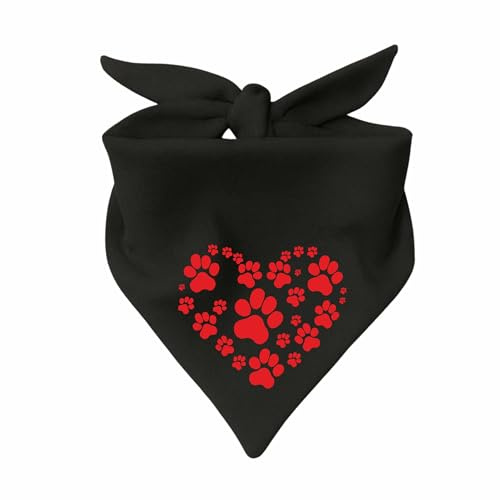 Hunde Dreiecks Halstuch (Fb: schwarz) (Gr. 1 (55 cm)) Herz aus Pfoten