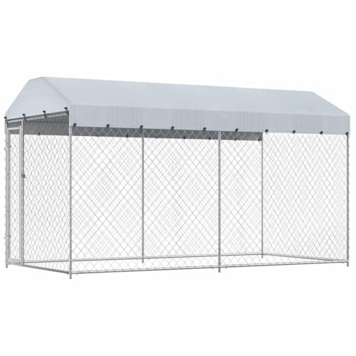 vidaXL Chenil d'Extérieur pour Chien avec Toit à Baldaquin Enclos Cage Chiots