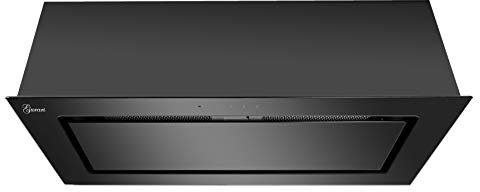 Gurari 217 Einbau Dunstabzugshaube,Lüfterbaustein,Deckenhaube 70cm,Rahmen und Frontblende in Schwarz Glas,Einbauhaube,3 Stufen, 1000m³/h,Einbauhaube,Ablufthaube,Umlufthaube, 6 Watt LED,Fernbedienung