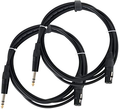 Pronomic Stage JSXF-2.5 XLR/Stereoklinke-Kabel 2, 5m 2x Set, Länge: 2 | Professionelle, symmetrische Audiokabel, Stecker: XLR female 3-pol ? 6, Mantelfarbe: Schwarz, Sauerstofffreies Kupfer