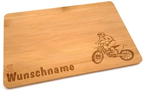 Samunshi® Holzbrett mit Gravur Motorrad aus Bambus Brett Frühstücksbrettchen Kinder als Holz Schneidebretter Holzbrett Küche Vesperbrett mit Motiv