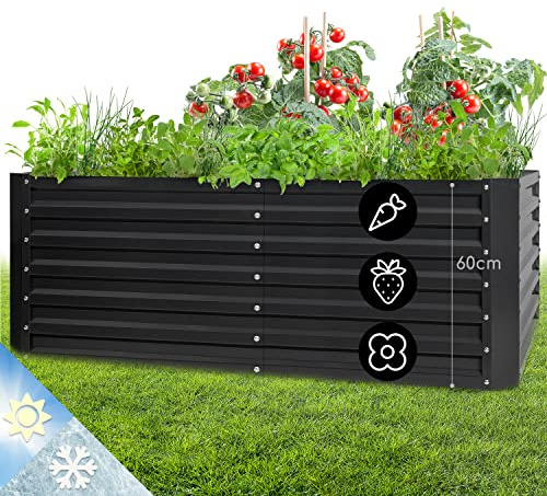 blumfeldt Jardiniere sur Pieds, Espace Potager sur Pied Jardinage Extérieur, Potager Surélevé en Hauteur, Sureleve Exterieur Jardin et Balcon, Bac Pied en Acier, 1200L, 2m