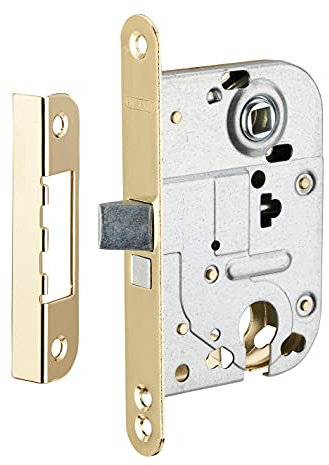 Serratura a cilindro da incasso, asse 45 mm, piastra frontale in acciaio con estremità rotonde - Thirard