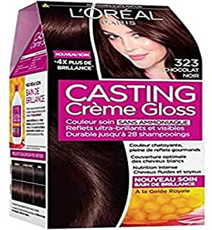 L’ORÉAL PARIS - Coloration Cheveux Semi-Permanente Ton sur Ton - Couleur Ultra Glossy & Naturelle - Sans Ammoniaque - Casting Crème Gloss - Nuance : Chocolat Noir (323)