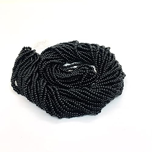 Perlin 4500 Stück Rocailles Perlen Indianerperlen Saatperlen Miniperlen 2mm Preciosa Ornela Tschechische 11/0 Glasperlen auf Mehreren Strängen Schwarz Opak
