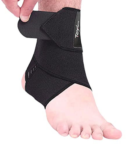 Teylam Tutore per caviglia regolabile, Tutore caviglia bivalva, Supporto cavigliera flessibile, ultra sottile, per corsa, calcio, caviglia destra e sinistra (nero, 1 pezzo)