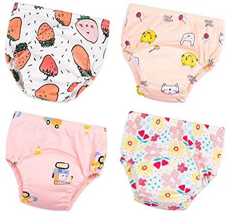 Heekcaa Lot de 4 sous-vêtements d'apprentissage de la propreté pour Filles de 2 Ans, 3 Ans, 4 Ans (as4, Age, 5_Years, Regular, Rose Rouge)